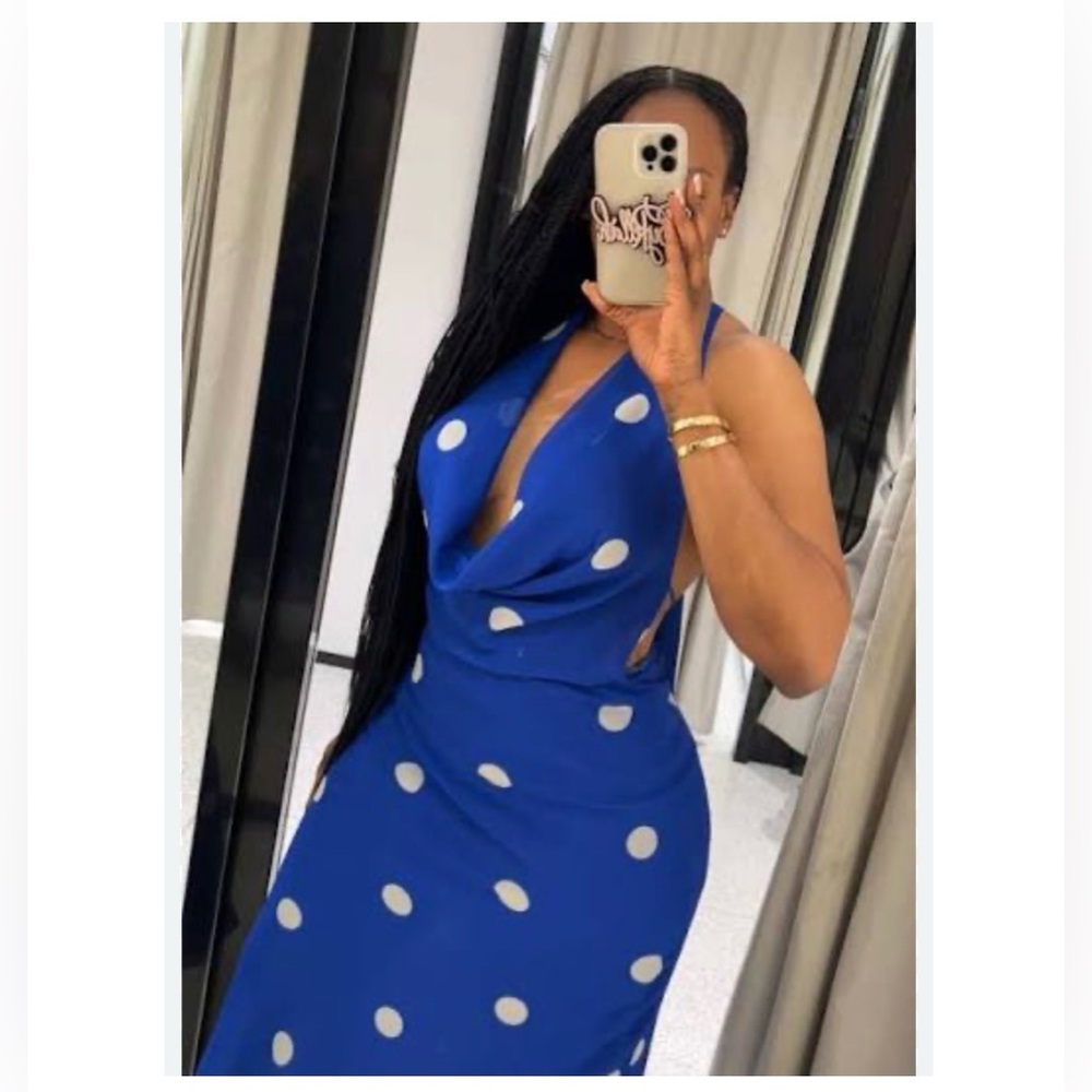 Zara printed polka dot midi dress - Picture 4 of 11